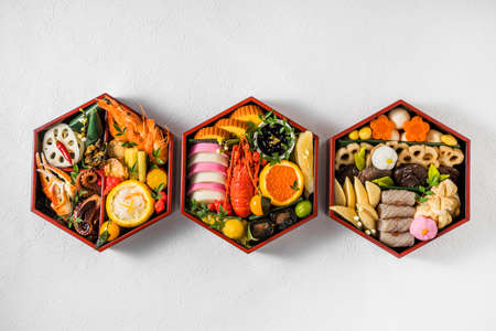 Typical Osechi Cuisine Japanese Food New Year Dishes (OSECHI)