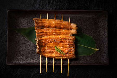 Nel and rice in a lacquered boxの写真素材