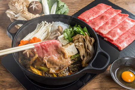 High-quality Wagyu grilled sukiyaki of high-quality Japanese beef beefの写真素材