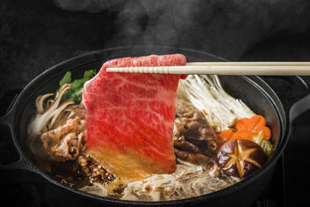 High-quality Wagyu grilled sukiyaki of high-quality Japanese beef beefの写真素材