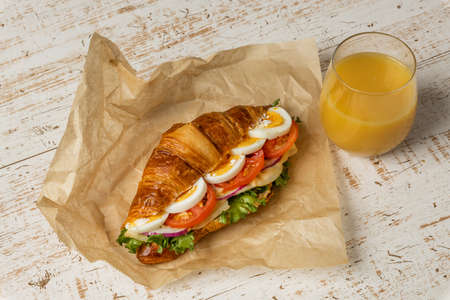 Croissant Sandwich Ham Sandwich with Cheeseの写真素材