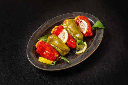 Turkish Meat Stuffed Pepper Dolma Turkish Pepper Stuffed Dish Dolmaの写真素材
