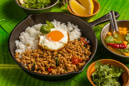 Gapao Rice Thai Food Phad Rai Gapao Rai Sap Thai dishの写真素材