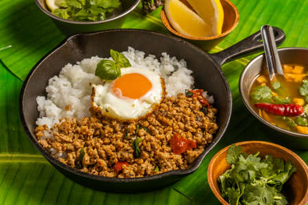 Gapao Rice Thai Food Phad Rai Gapao Rai Sap Thai dishの素材 [FY310153984514]