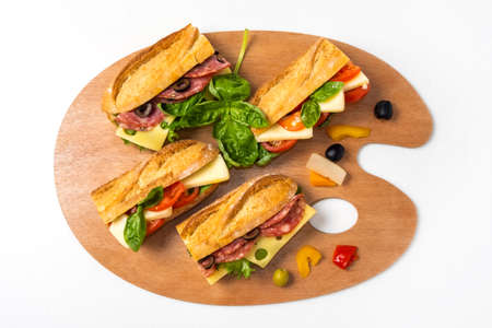 French bread sandwich tomato cheeks sandwichの写真素材