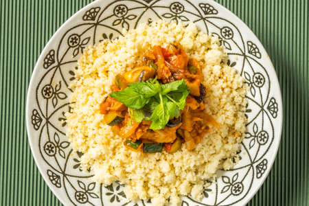 North African cuisine chickpeas and couscous boiled chicpeas with couscousの写真素材