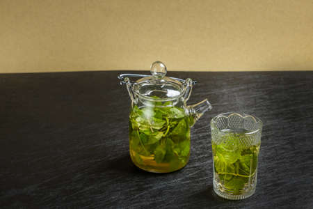 Mint Tea North African style Mint tea setの写真素材