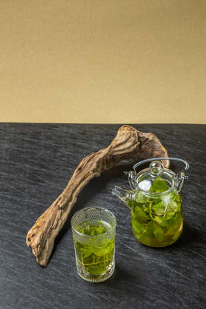 Mint Tea North African style Mint tea setの写真素材