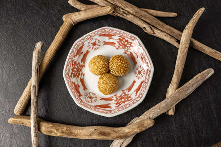 Chinese Sesame Dumplings Chinese Side Dish Sesame Dumping Setの写真素材