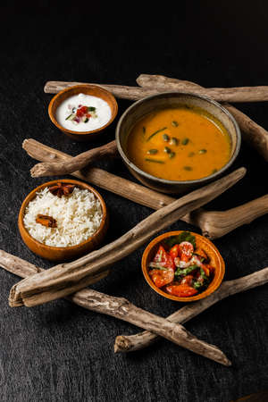 Nan and Indian Curry Naan and Three Colors of India Curryの写真素材
