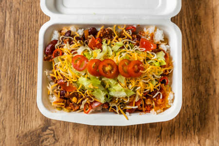 Taco Rice Japanese Food, Okinawa style taco riceの写真素材