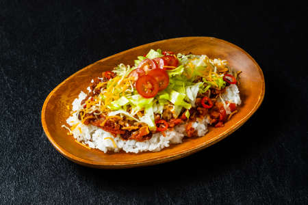 Taco Rice Japanese Food, Okinawa style taco riceの写真素材