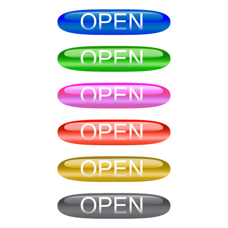 Vector buttons of opening on a white backgroundのイラスト素材