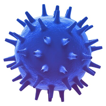 3d virus in blue color virus in white backgroundの写真素材