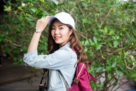 Young Asian lady traveling travelingの写真素材