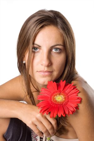 Woman and flowerの写真素材