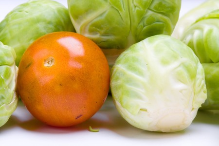 Brussel sprouts on white background.の写真素材