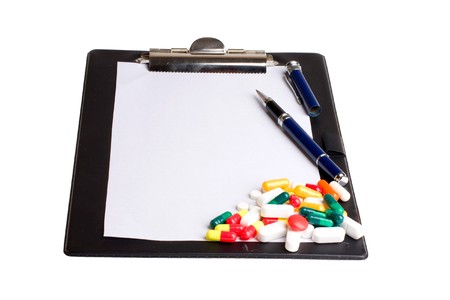 Pills and notepadの写真素材