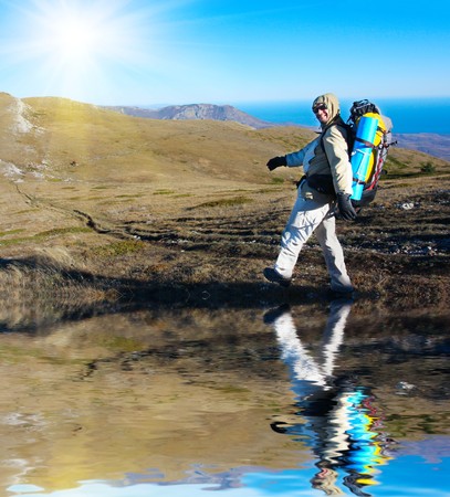 Hiking in the Crimea mountainsの写真素材