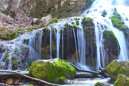 Waterfall in spring seasonの写真素材
