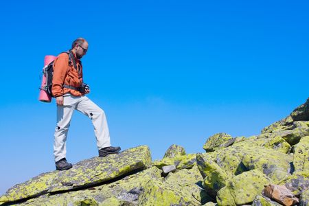 Hiking in the Carpathian mountainsの写真素材