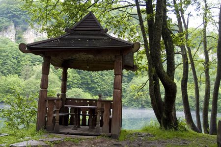 arbour on the lakeの写真素材