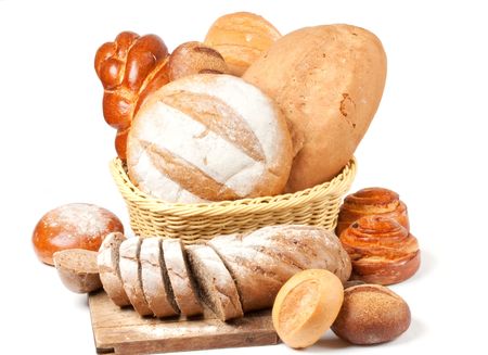 Assorted bread on a white
の写真素材