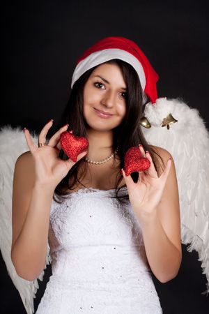 christmas woman in santa hat
