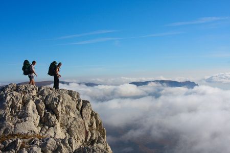 Hiking in the Crimea mountainsの写真素材
