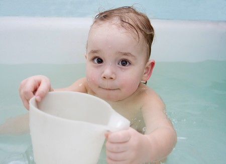 Bath a babyの写真素材