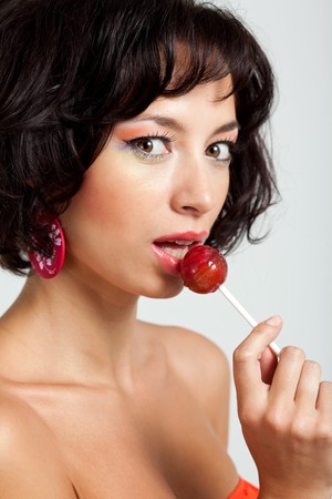 Close-up of beautiful young womanの写真素材