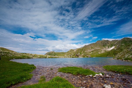 Lake in mountainの写真素材