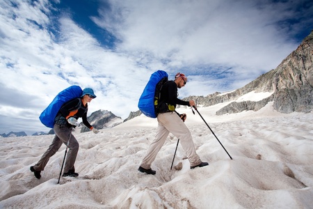 Hiker in Caucasus mountainsの写真素材