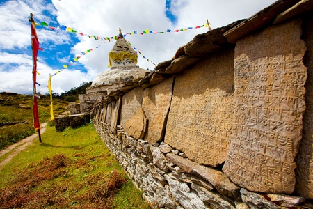Mani wall in Himalaya mountains 