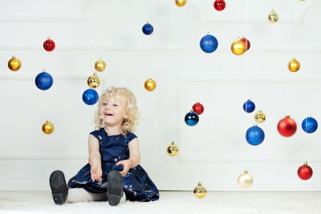 Girl at Christmas time at studioの写真素材