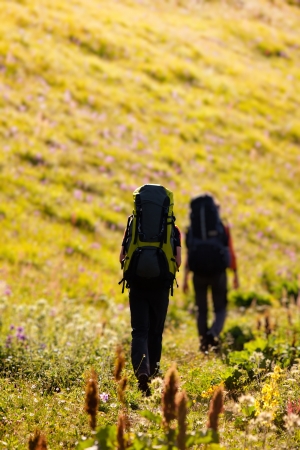 Trekking in Caucasus mountains Georgia, Svaneti regionの写真素材