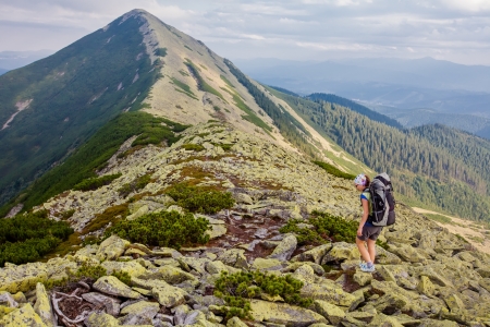 Hiking in Carpathian mountainsの写真素材