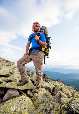 Hiking in Carpathian mountainsの写真素材