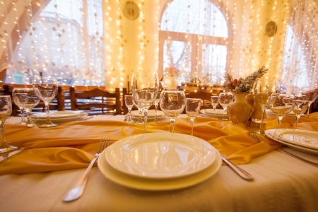 beautifully served table in a restaurantの写真素材