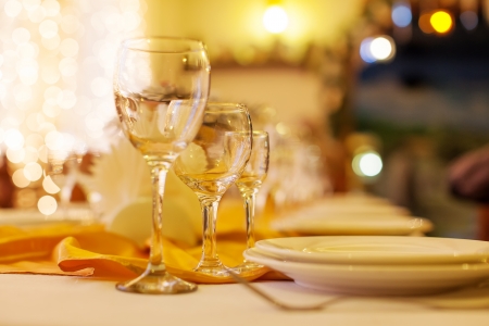 beautifully served table in a restaurantの写真素材