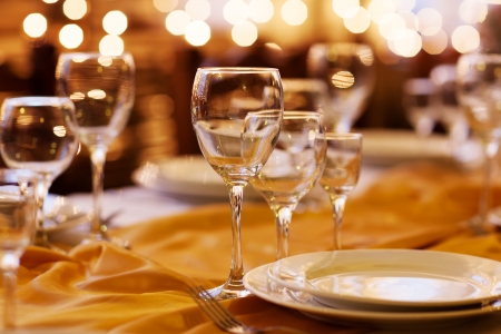 beautifully served table in a restaurantの写真素材