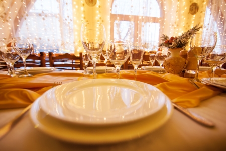 beautifully served table in a restaurantの写真素材