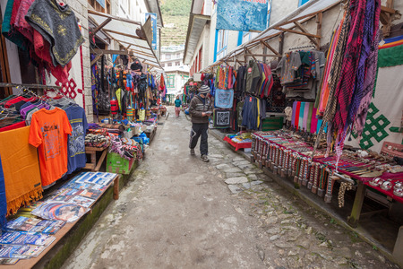 Shops in streets of Namche Bazaar, Khumbu walley, Nepalのeditorial素材