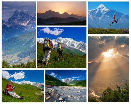Trekking in Caucasus mountains Georgia, Svaneti regionの写真素材