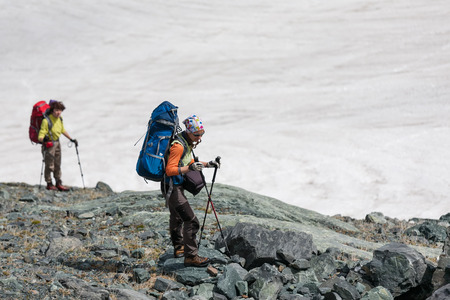 Hikers in Altai mountains, Russia