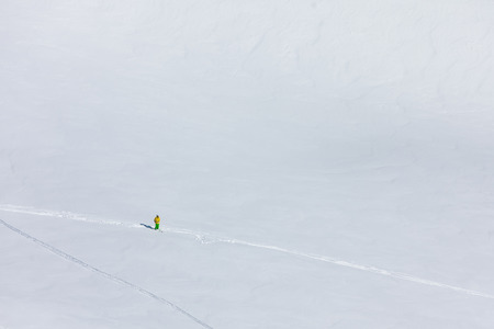 Snowboarder in wintertime at snow resort of Gudauri, Georgiaの写真素材