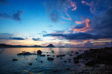 Scenic view at Indian ocean at Indonesia, Lombok islandの写真素材