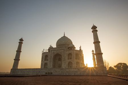 Taj Mahal in sunrise lightの写真素材