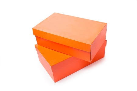 Real shoes boxes on white backgroundの写真素材