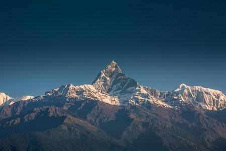 View to Machhapuchhre mountain in Nepalの写真素材
